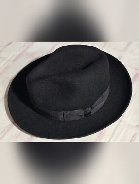 Classic Black Wool Fedora Hat